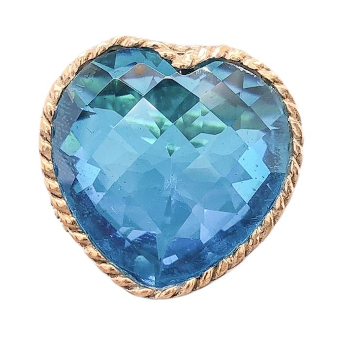 YGP Blue CZ Heart Ring - Walter Bauman Jewelers