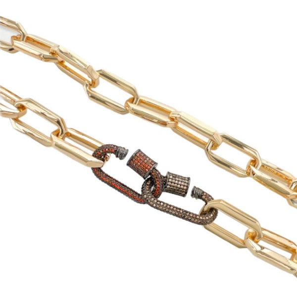 YGP CZ 18" Brass Link Necklace - Walter Bauman Jewelers