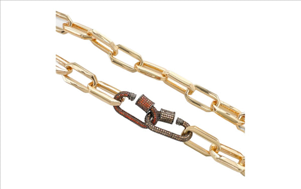 YGP CZ 18" Brass Link Necklace - Walter Bauman Jewelers