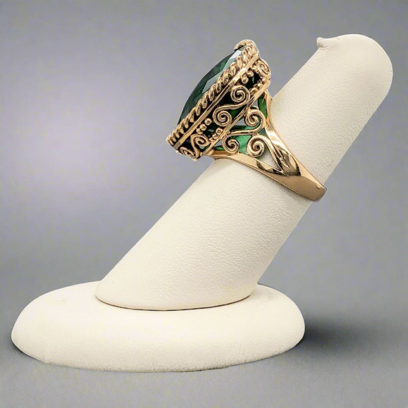 YGP Green CZ Heart Ring - Walter Bauman Jewelers