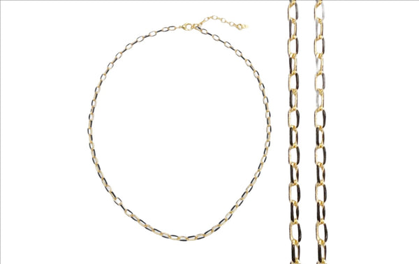 YGP Over Brass and Black Enamel Paperclip Chain - Walter Bauman Jewelers
