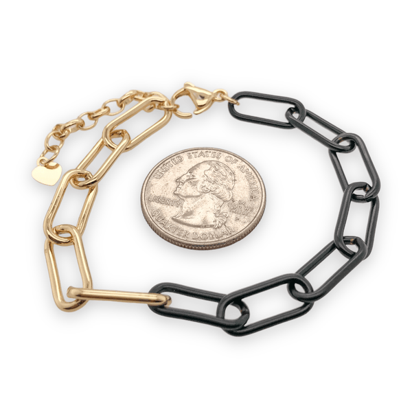 YGP over Brass and Black Enamel Paperclip Link Bracelet - Walter Bauman Jewelers