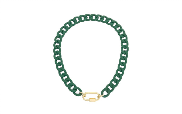 YGP Over Brass and Green Enamel Curb Link Chain - Walter Bauman Jewelers