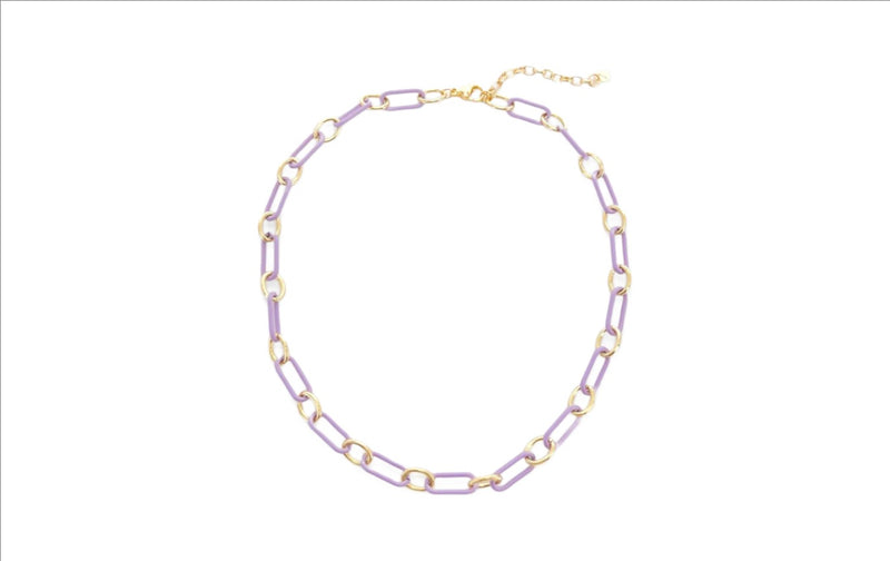 YGP Over Brass and Lavender Enamel Paperclip Chain - Walter Bauman Jewelers