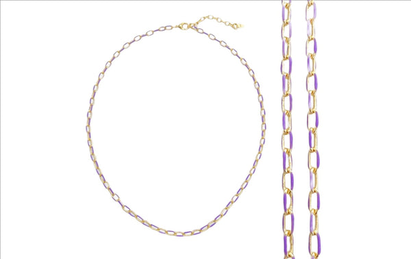 YGP Over Brass and Purple Enamel Paperclip Chain - Walter Bauman Jewelers