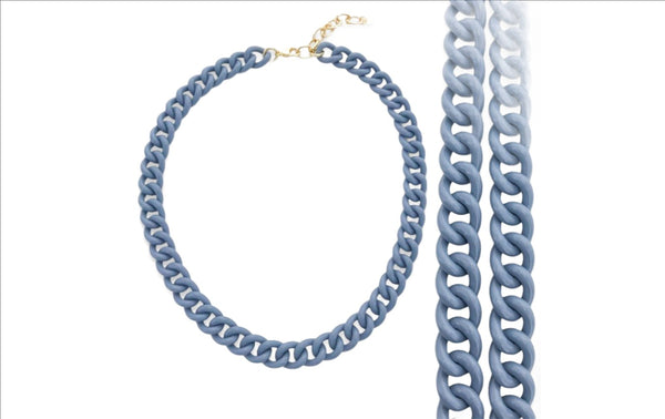 YGP Over Brass Blue Enamel Curb Link Chain - Walter Bauman Jewelers