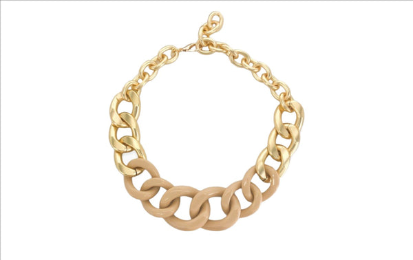 YGP Over Brass Oversized Latte Enamel Curb Link Chain - Walter Bauman Jewelers