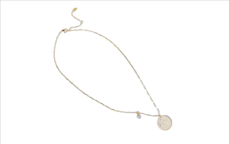 YGP Over Brass Paperclip Chain with Medallion and CZ Heart - Walter Bauman Jewelers