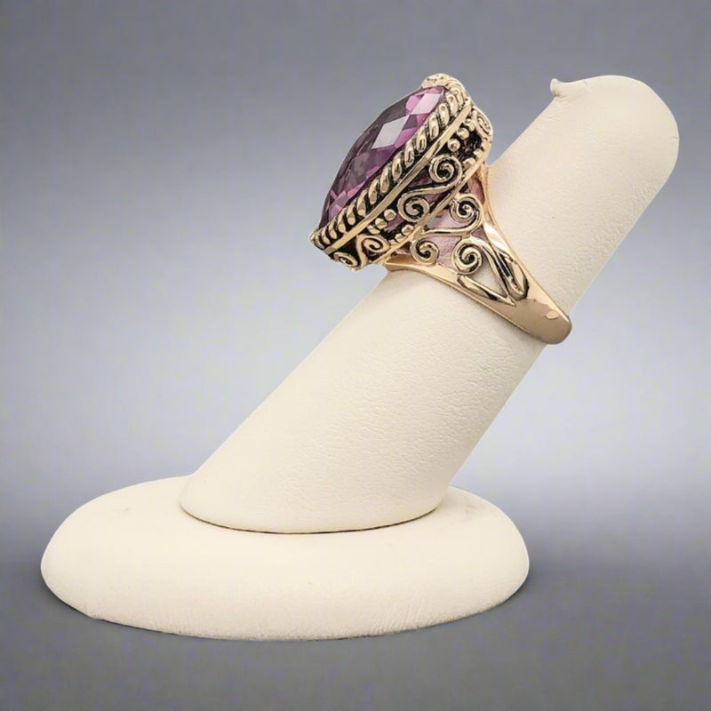 YGP Pink CZ Heart Ring - Walter Bauman Jewelers