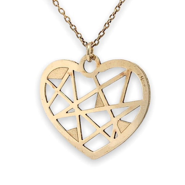 YGP SS Geometric Heart Pendant - Walter Bauman Jewelers