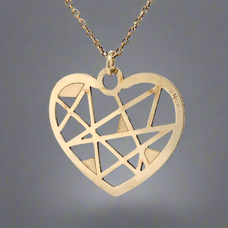 YGP SS Geometric Heart Pendant - Walter Bauman Jewelers