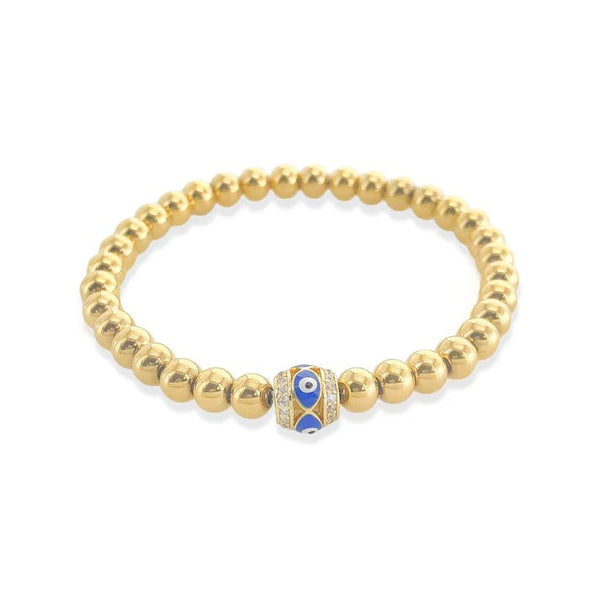 YGP Stainless Beaded Stretch Bracelet with Guardian Eye - Walter Bauman Jewelers
