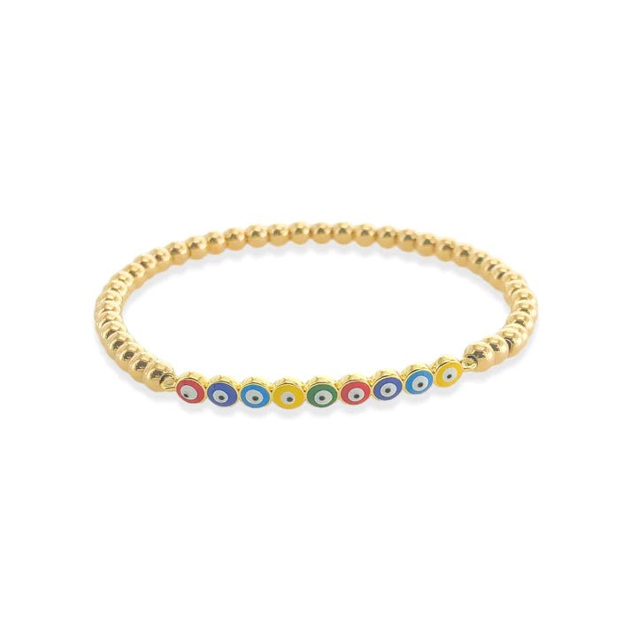 YGP Stainless Beaded Stretch Bracelet with Guardian Eye Bar - Walter Bauman Jewelers
