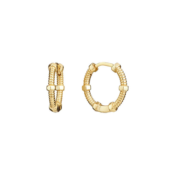 YGP Sterling 14mm Textured Beaded Hoop Earring - Walter Bauman Jewelers