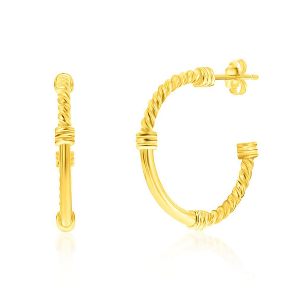 YGP Sterling 24mm Rope & Polished Half Hoop Earrings - Walter Bauman Jewelers