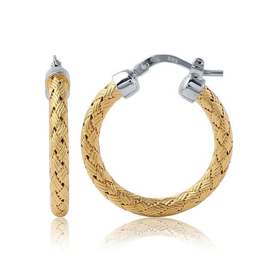 YGP Sterling 25MM Round Mesh Hoop Earrings - Walter Bauman Jewelers