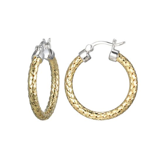 YGP Sterling 25MM/3MM Mesh Hoop Earring - Walter Bauman Jewelers