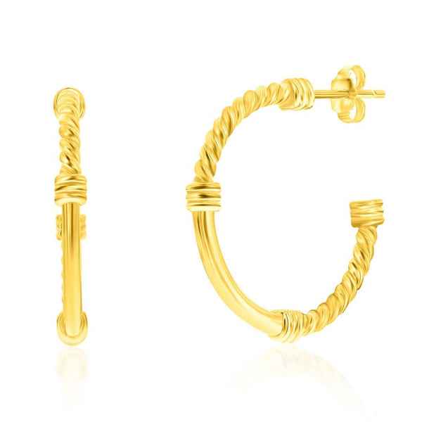 YGP Sterling 28mm Rope & Polished Half Hoop Earrings - Walter Bauman Jewelers