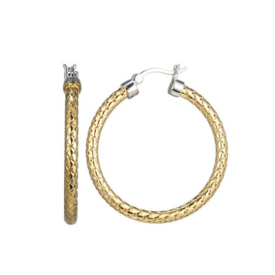 YGP Sterling 35MM/3MM Mesh Hoop Earring - Walter Bauman Jewelers
