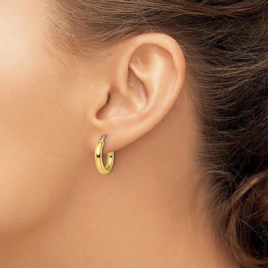 YGP Sterling 3X16mm Shiny Hoop Earrings - Walter Bauman Jewelers