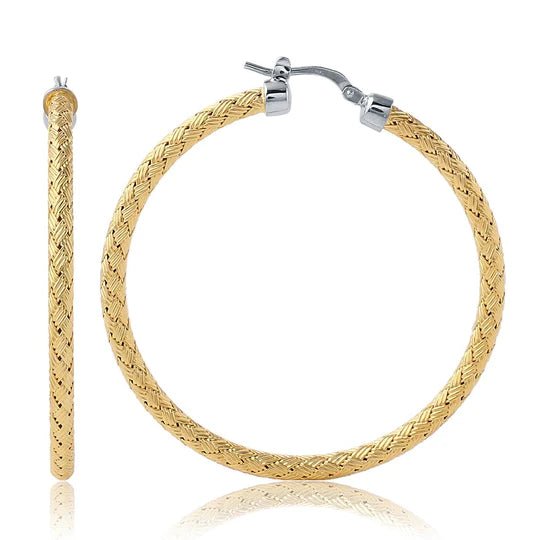 YGP Sterling 45MM Round Mesh Hoop Earrings - Walter Bauman Jewelers
