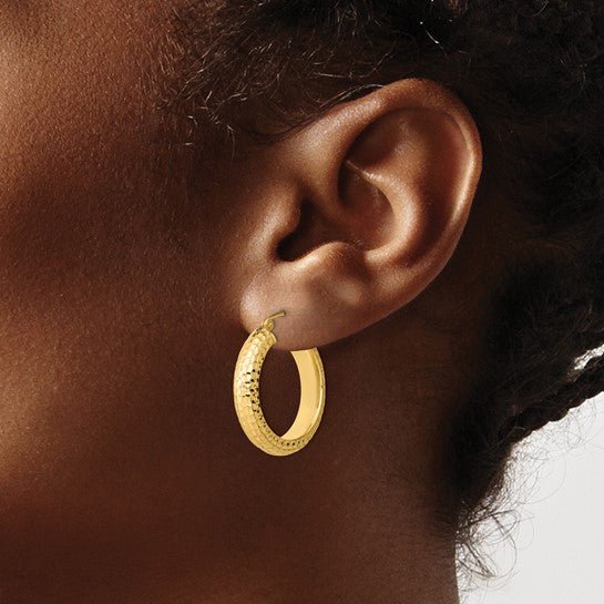 YGP Sterling 5x25mm Dia Cut Hoop Earrings - Walter Bauman Jewelers