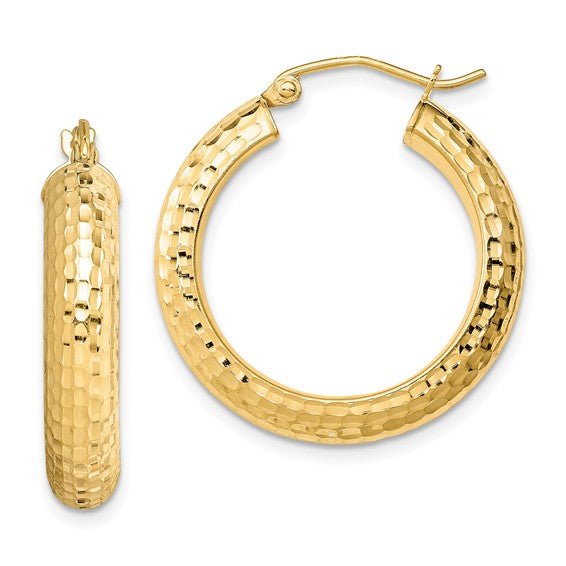YGP Sterling 5x25mm Dia Cut Hoop Earrings - Walter Bauman Jewelers