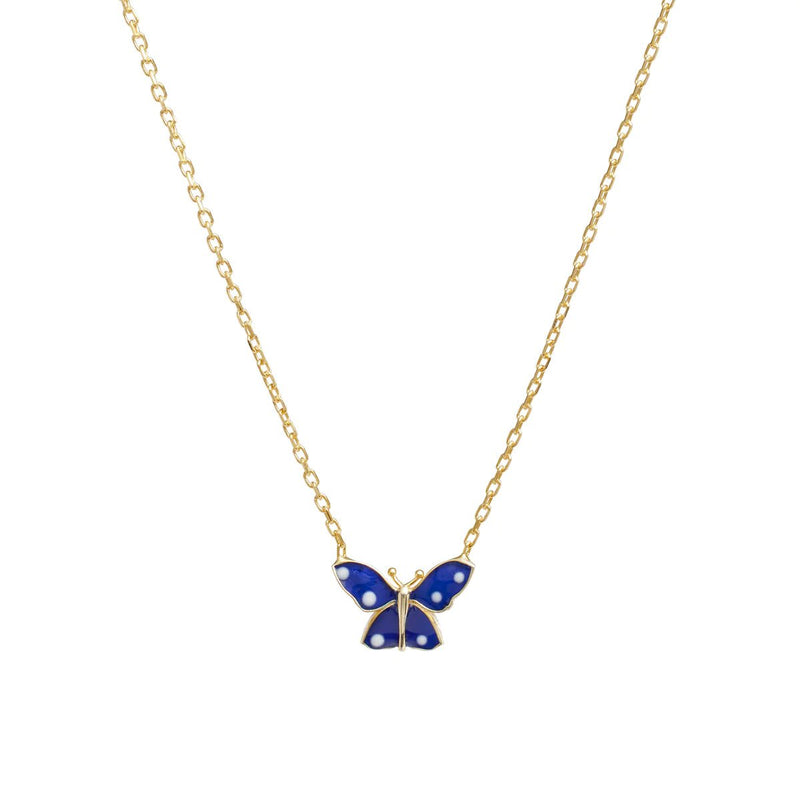 YGP Sterling Blue/White Enamel Mini Butterfly Pendant - Walter Bauman Jewelers