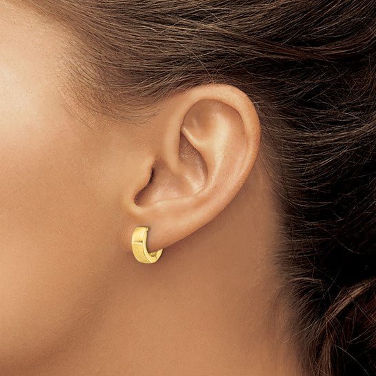 YGP Sterling Brushed 4x13mm Hinged Huggie Hoop Earrings - Walter Bauman Jewelers