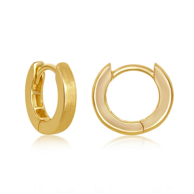 YGP Sterling Brushed Huggie Hoop Earrings - Walter Bauman Jewelers