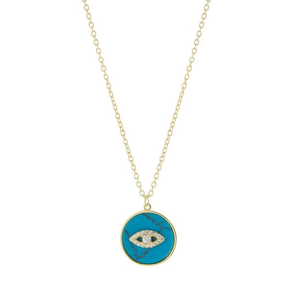 YGP Sterling CZ Blue Enamel Round Guardian Eye Necklace - Walter Bauman Jewelers