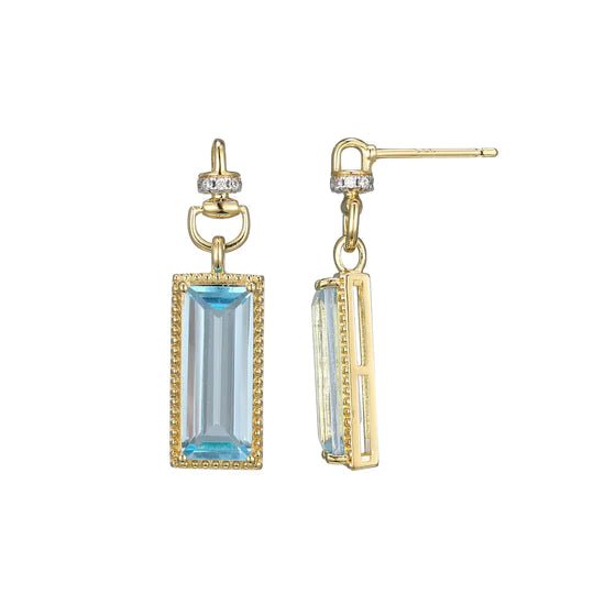 YGP Sterling CZ Blue Topaz Drop Earrings - Walter Bauman Jewelers