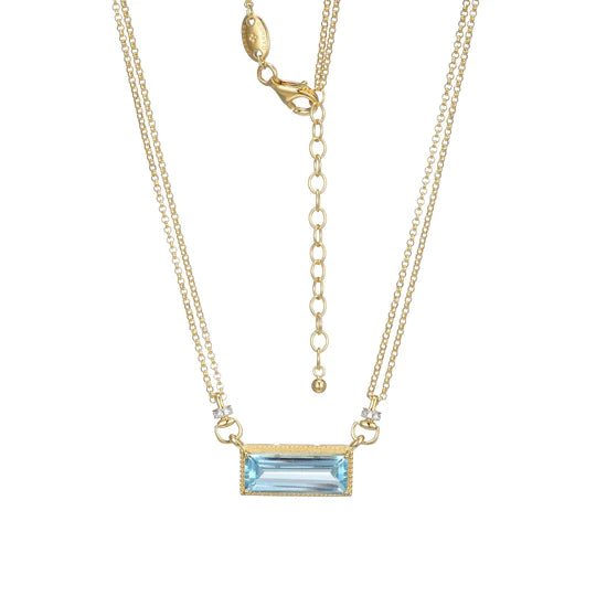 YGP Sterling CZ Blue Topaz Necklace - Walter Bauman Jewelers