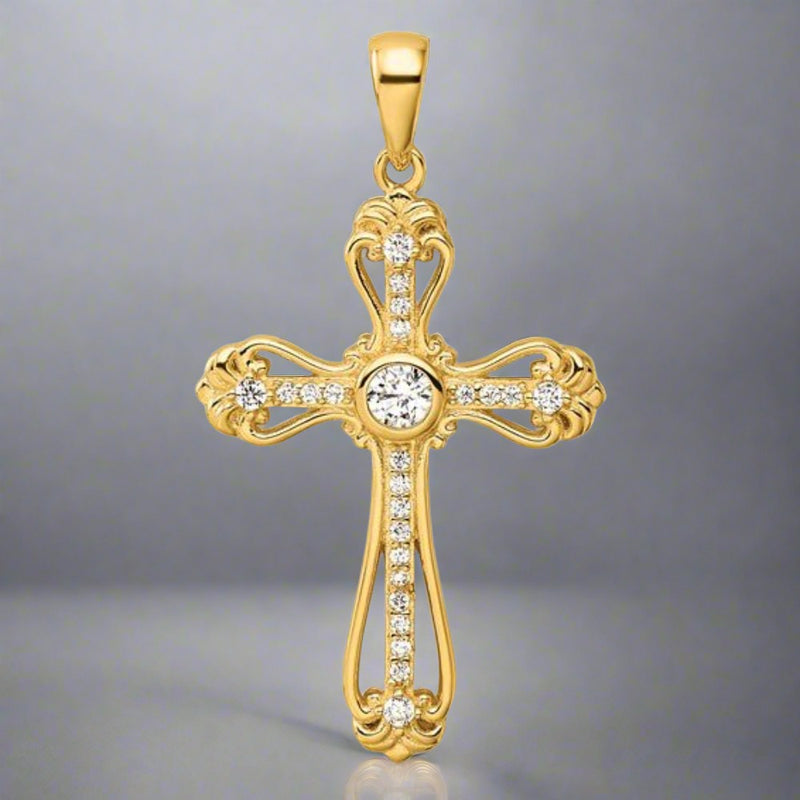 YGP Sterling CZ Cross 2.0grms - Walter Bauman Jewelers