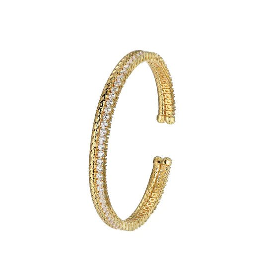 YGP Sterling CZ Double Cuff Bangle Bracelet - Walter Bauman Jewelers