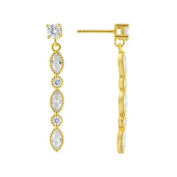 YGP Sterling CZ Long Drop Earrings. - Walter Bauman Jewelers