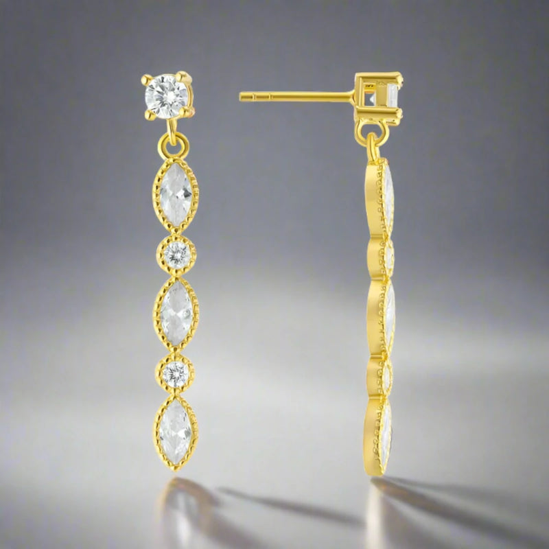 YGP Sterling CZ Long Drop Earrings. - Walter Bauman Jewelers