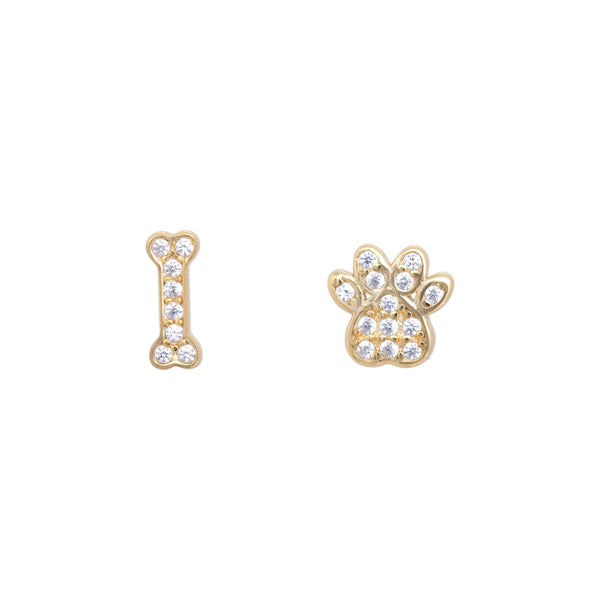 YGP Sterling CZ Mini Bone and Paw Stud Earrings - Walter Bauman Jewelers