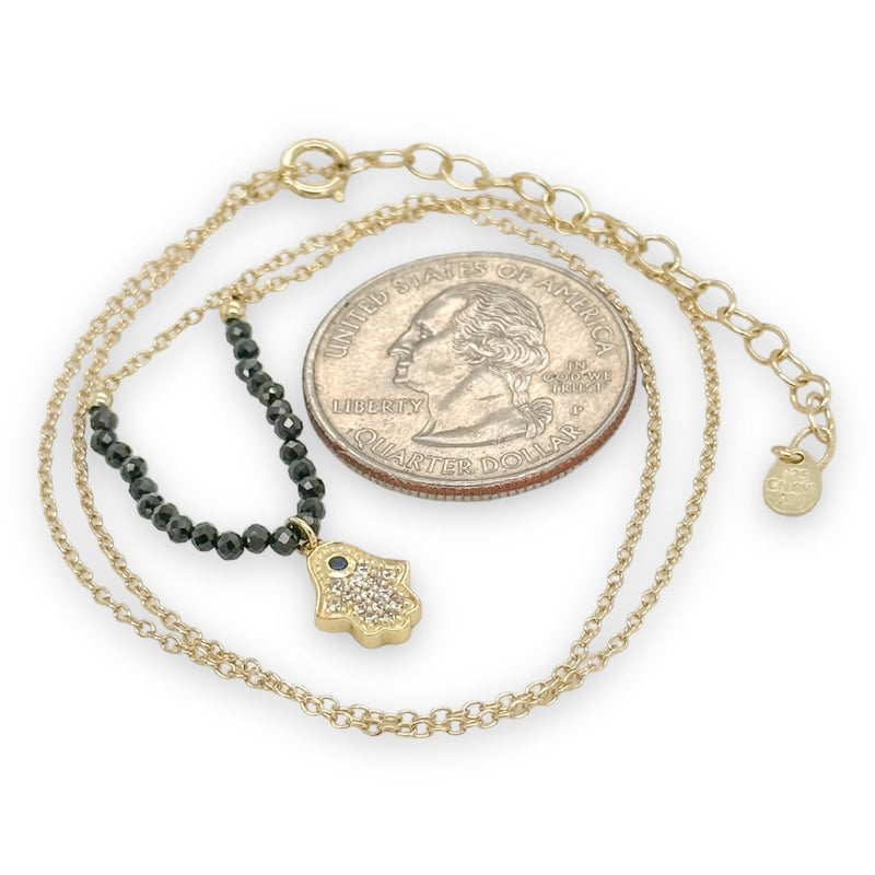 YGP Sterling CZ Onyx Hamsa Necklace - Walter Bauman Jewelers