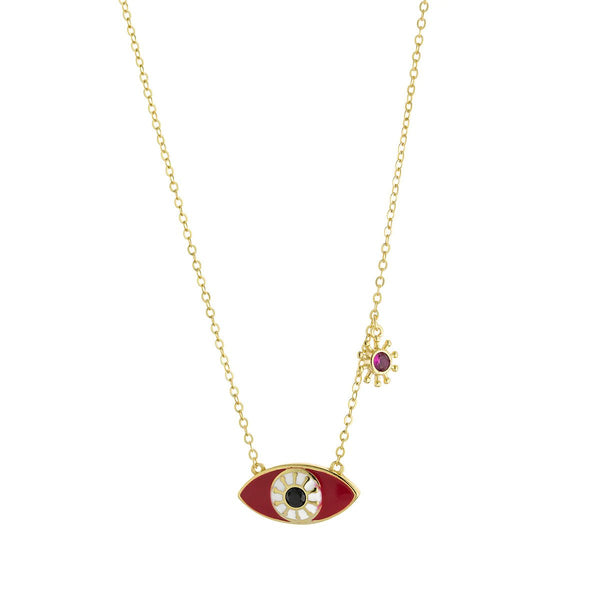 YGP Sterling CZ Red Enamel Guardian Eye Necklace - Walter Bauman Jewelers