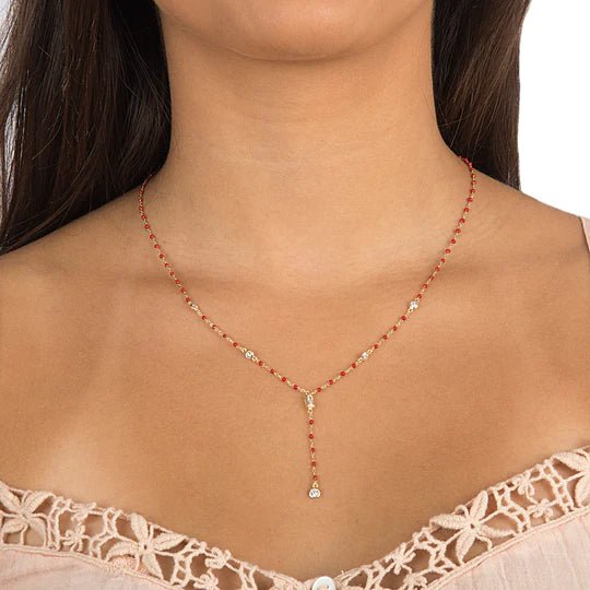 YGP Sterling CZ Red Enamel Y-Necklace - Walter Bauman Jewelers