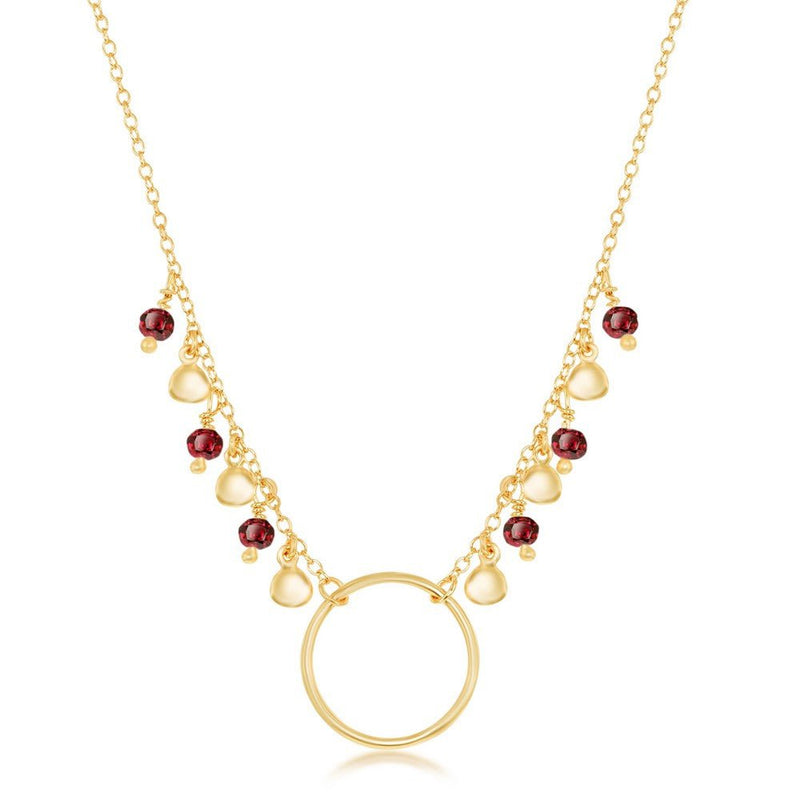 YGP Sterling Dangling Garnet & Discs Necklace - Walter Bauman Jewelers