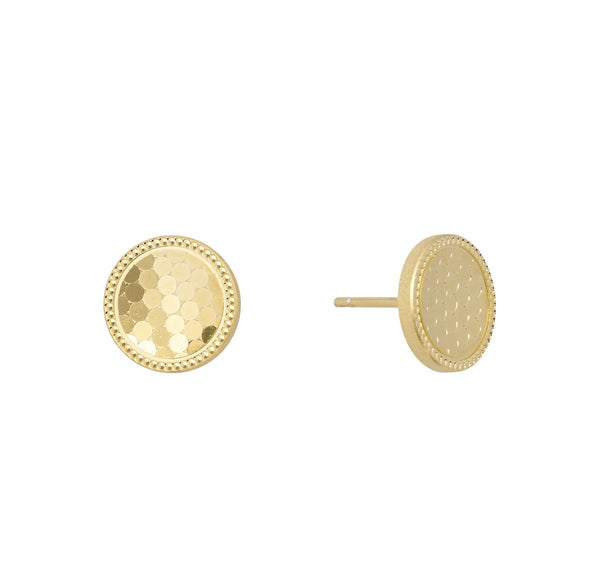 YGP Sterling Dia Cut 10mm Round Stud Earrings - Walter Bauman Jewelers