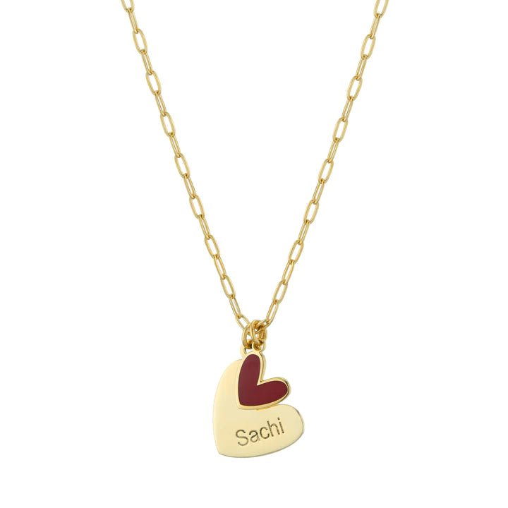 YGP Sterling Double Heart Pendant with Red Enamel - Walter Bauman Jewelers