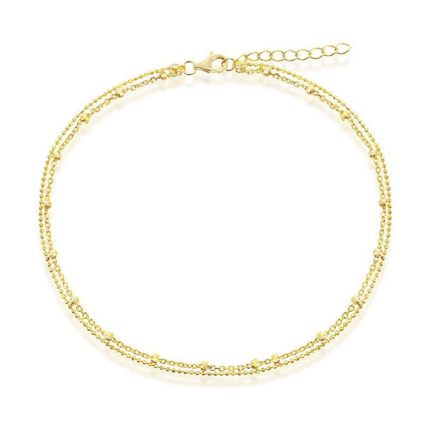 YGP Sterling Double Strand Beaded Anklet - Walter Bauman Jewelers