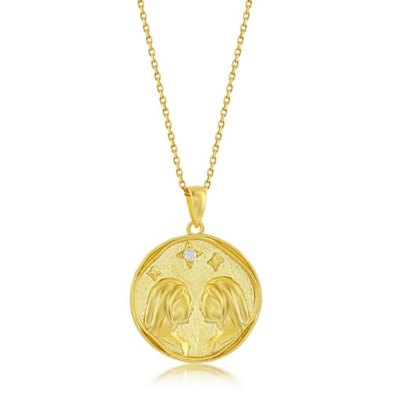 YGP Sterling 'Gemini' CZ Circle Zodiac Pendant w/Chain - Walter Bauman Jewelers