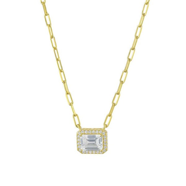 YGP Sterling Paperclip chain with CZ Pendant - Walter Bauman Jewelers