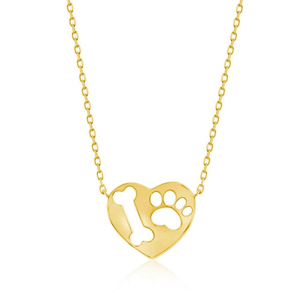 YGP Sterling Paw Print & Bone Cut-out Heart Necklace - Walter Bauman Jewelers