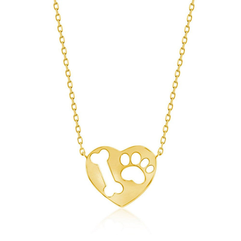 YGP Sterling Paw Print & Bone Cut-out Heart Necklace - Walter Bauman Jewelers