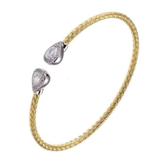 YGP Sterling Pear Shape CZ Mesh Cuff Bangle Bracelet - Walter Bauman Jewelers